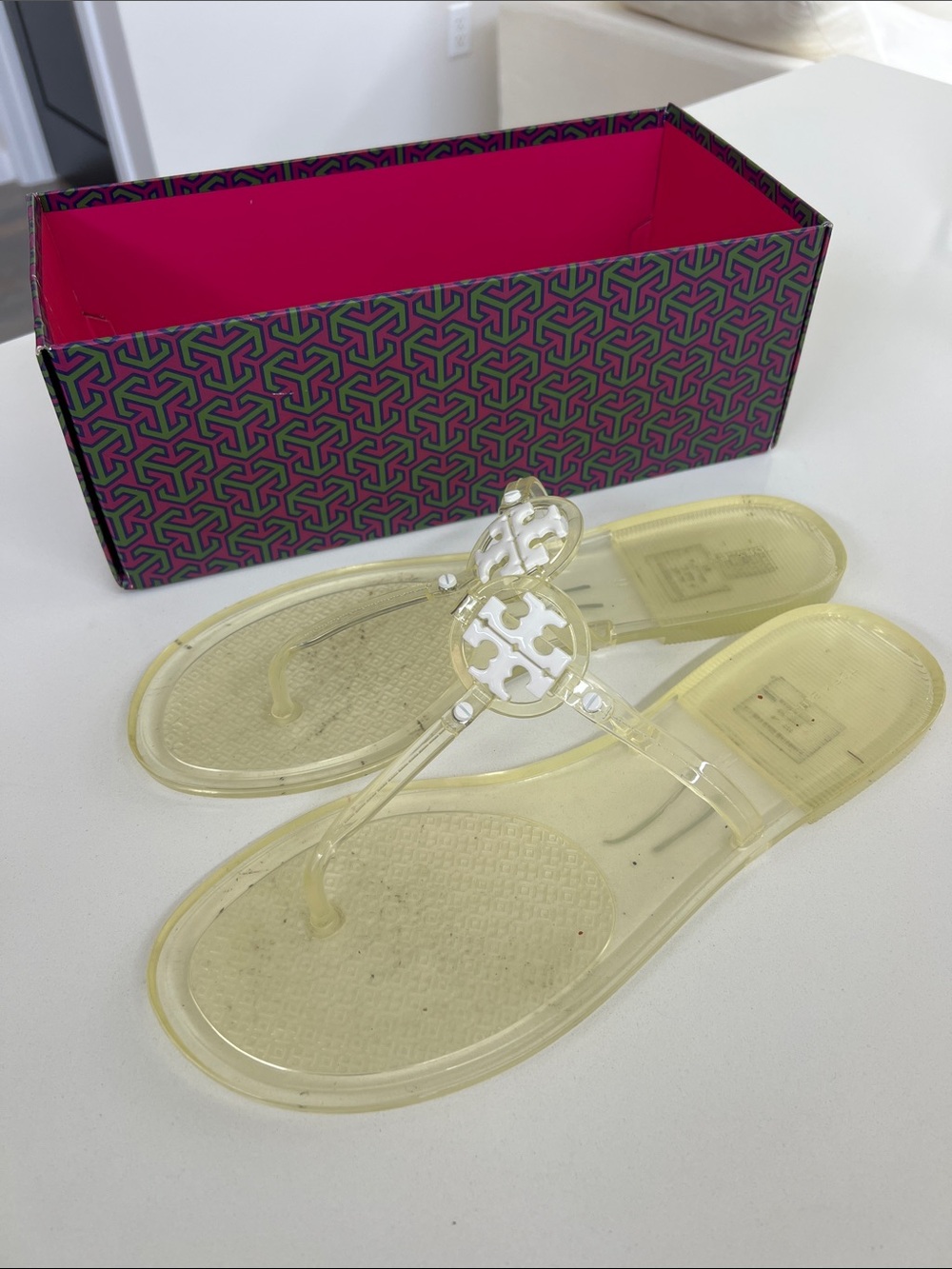 Tory Burch clear mini miller flip flops sandals 11